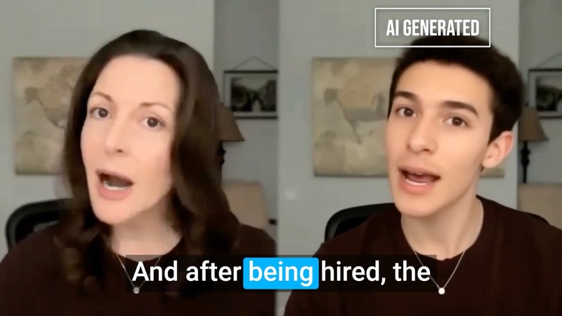 AI Generated label - real vs fake side by side voice cloning deepfake